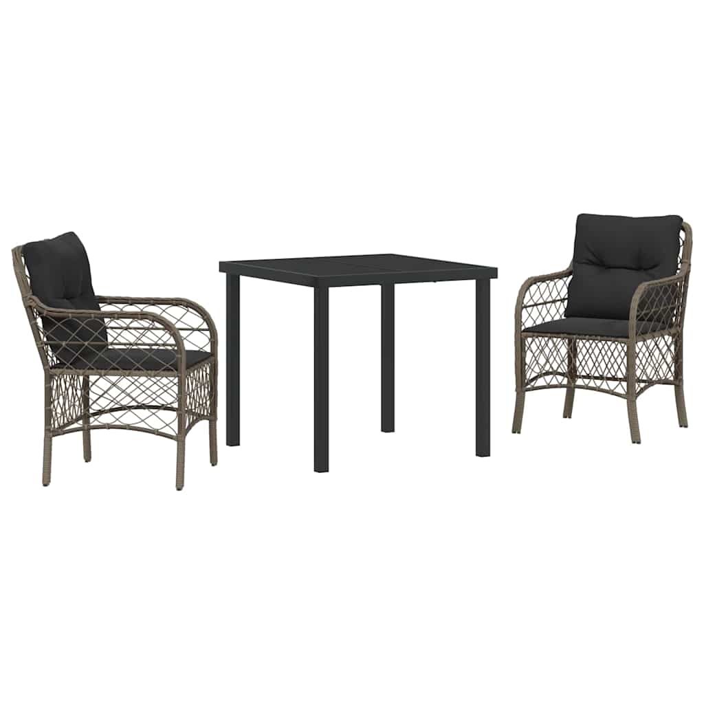 Conjunto de Comedor de Jardín 3 pcs Gris ratán sintético