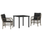 Conjunto de Comedor de Jardín 3 pcs Gris ratán sintético