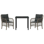 Conjunto de Comedor de Jardín 3 pcs Gris ratán sintético
