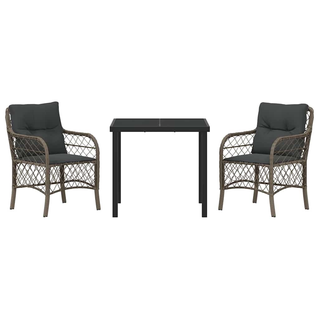 Conjunto de Comedor de Jardín 3 pcs Gris ratán sintético