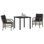 Conjunto de Comedor de Jardín 3 pcs Gris ratán sintético