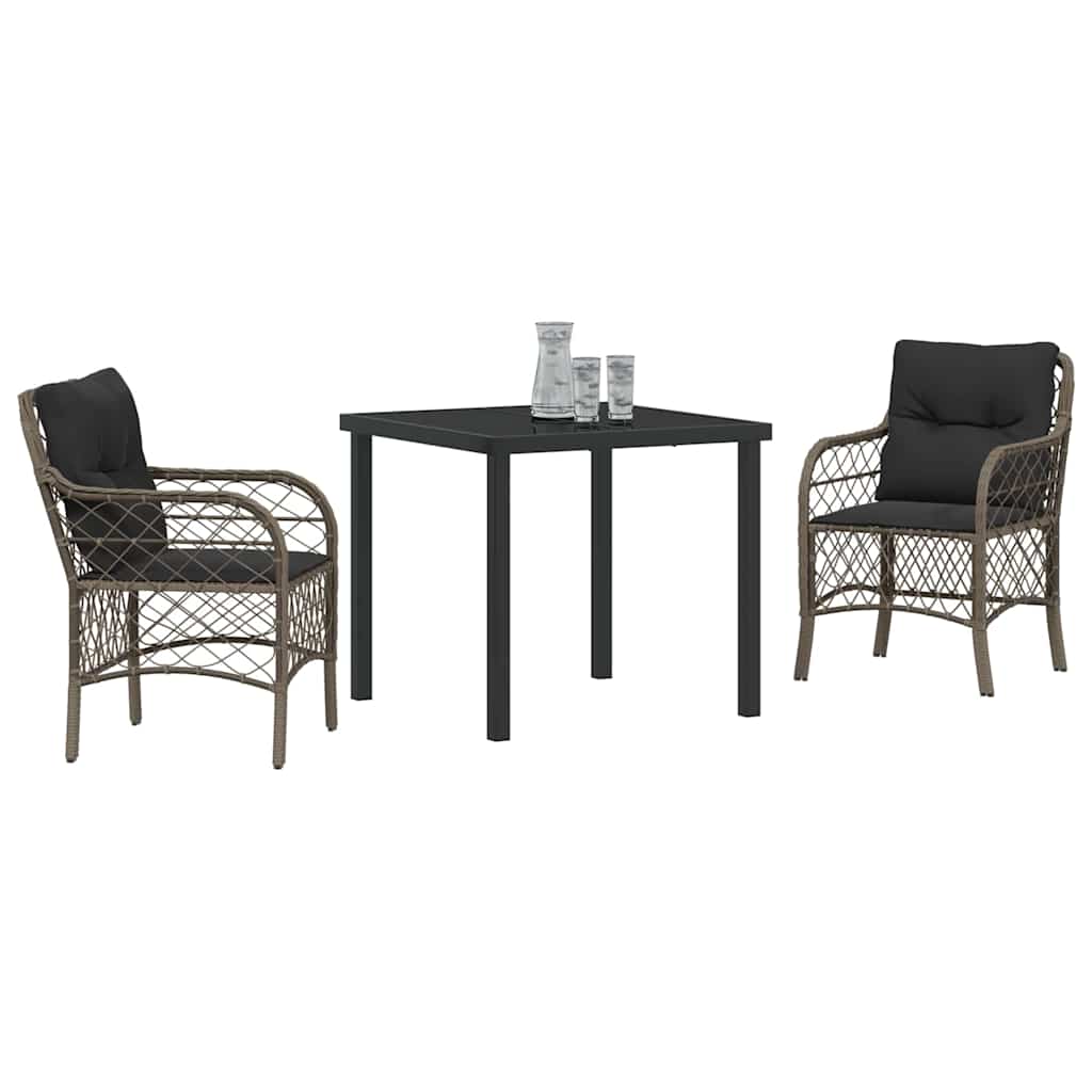 Conjunto de Comedor de Jardín 3 pcs Gris ratán sintético