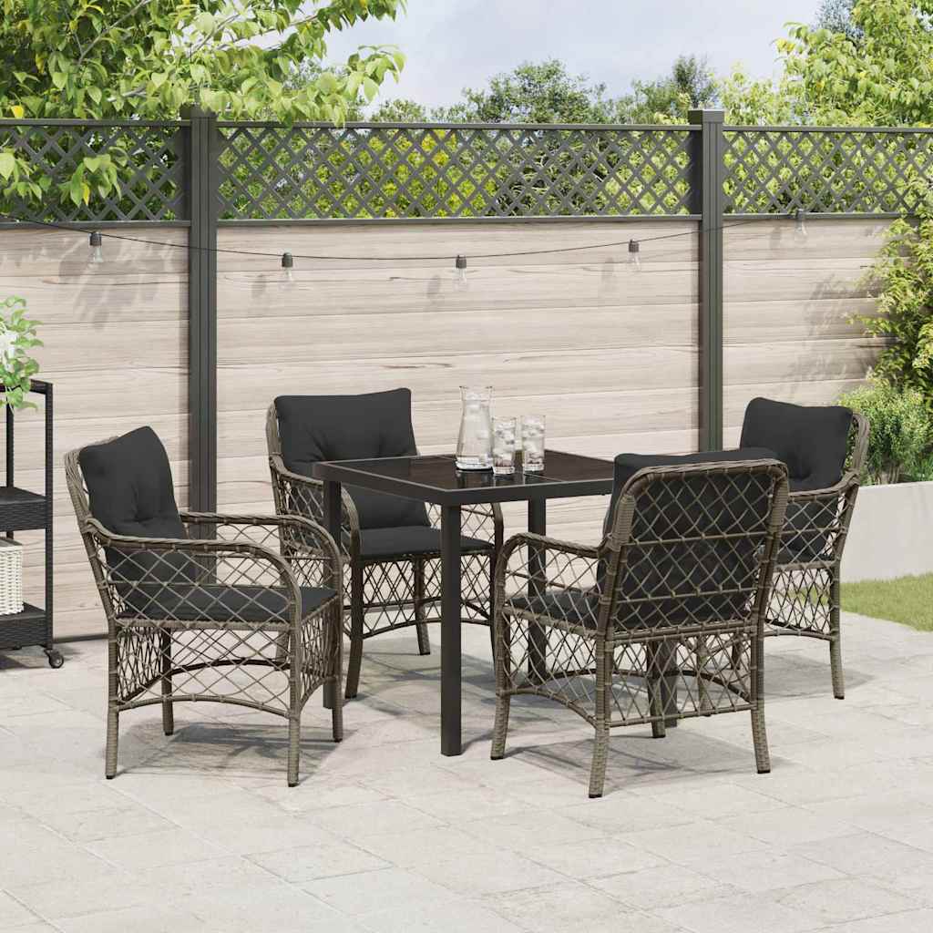 Conjunto de Comedor de Jardín 5 pcs Gris ratán sintético