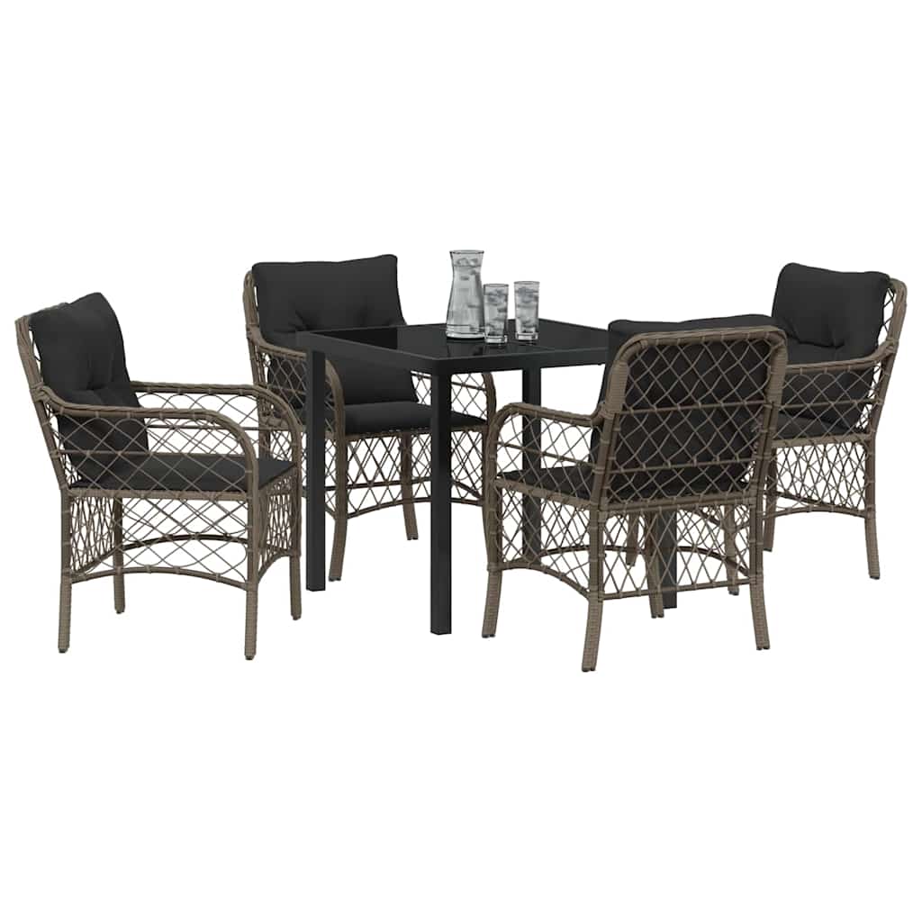 Conjunto de Comedor de Jardín 5 pcs Gris ratán sintético