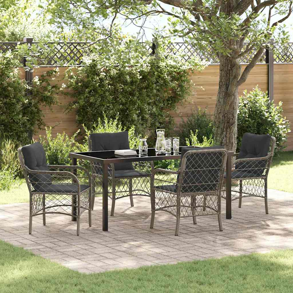 Conjunto de Comedor de Jardín 5 pcs Gris ratán sintético