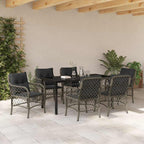 Conjunto de Comedor de Jardín 7 pcs Gris ratán sintético