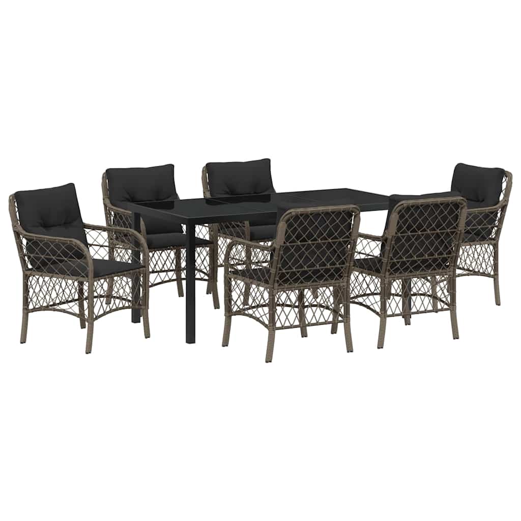 Conjunto de Comedor de Jardín 7 pcs Gris ratán sintético