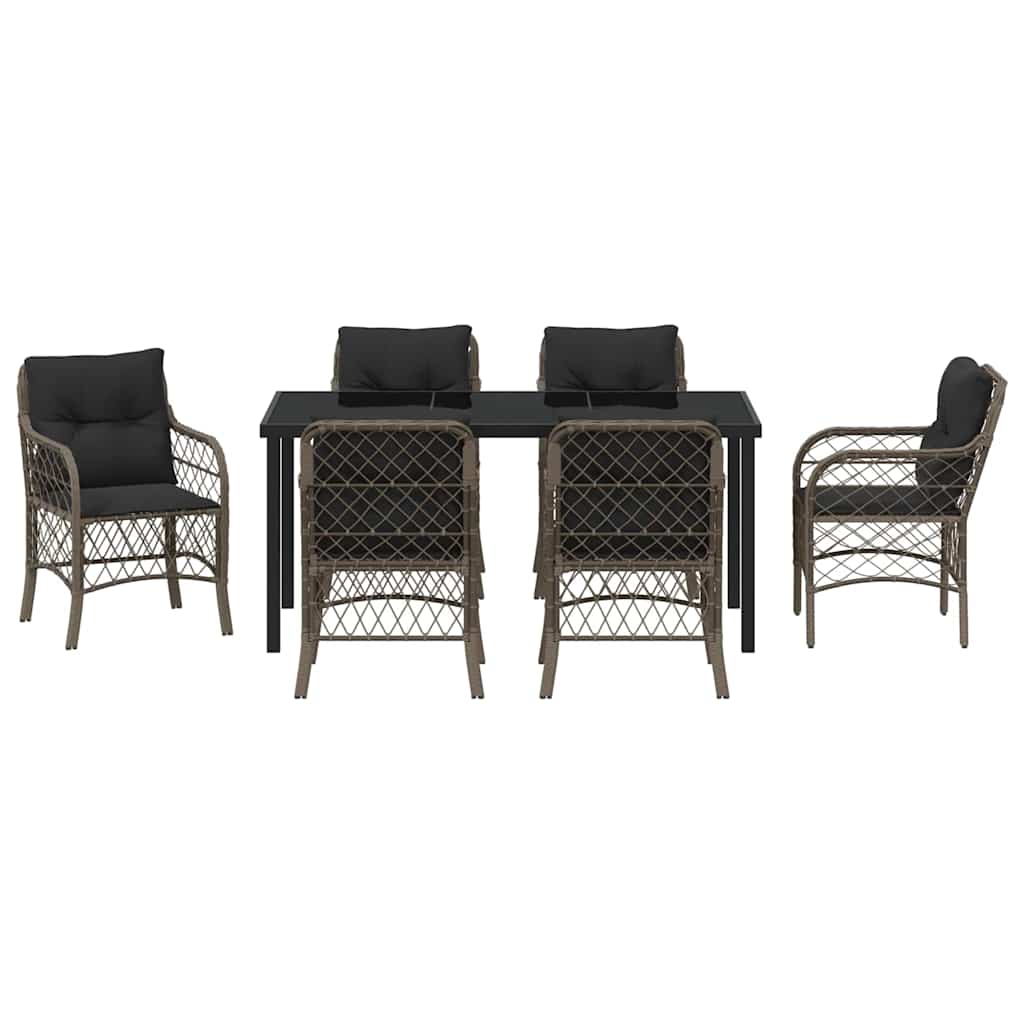 Conjunto de Comedor de Jardín 7 pcs Gris ratán sintético