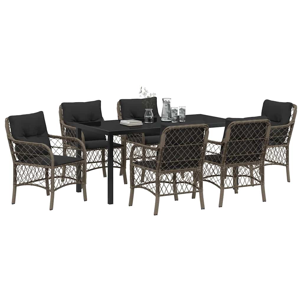 Conjunto de Comedor de Jardín 7 pcs Gris ratán sintético