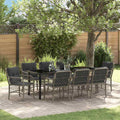 Conjunto de Comedor de Jardín 9 pcs Gris ratán sintético
