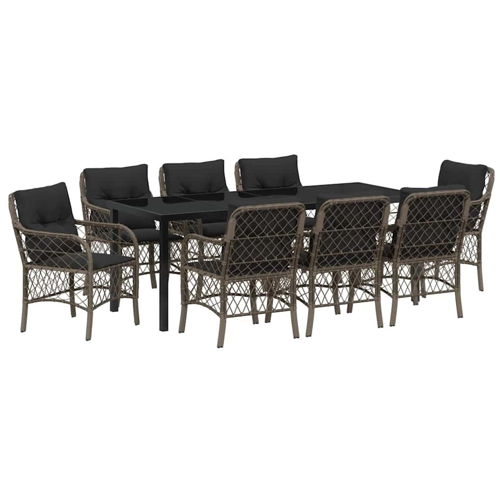 Conjunto de Comedor de Jardín 9 pcs Gris ratán sintético