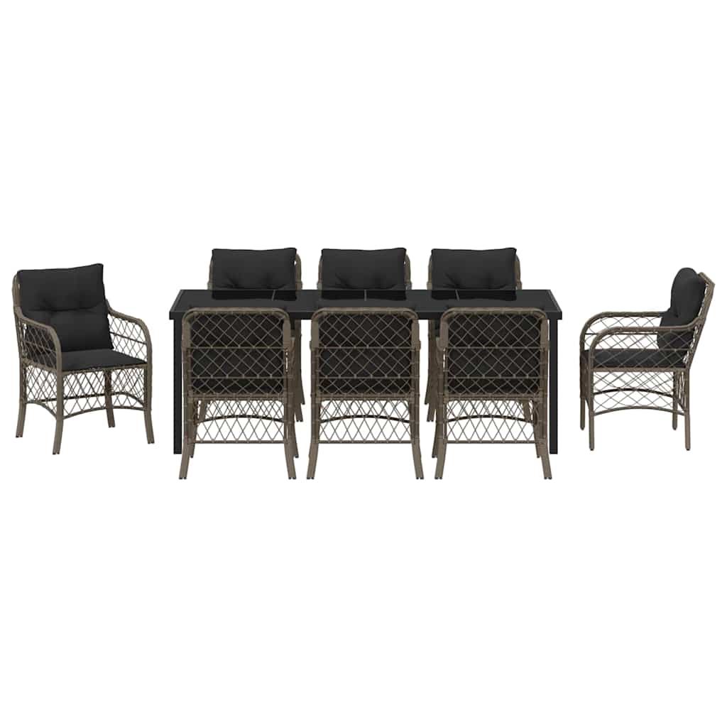 Conjunto de Comedor de Jardín 9 pcs Gris ratán sintético