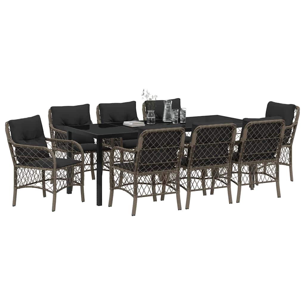 Conjunto de Comedor de Jardín 9 pcs Gris ratán sintético