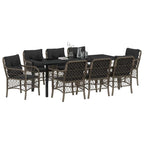Conjunto de Comedor de Jardín 9 pcs Gris ratán sintético