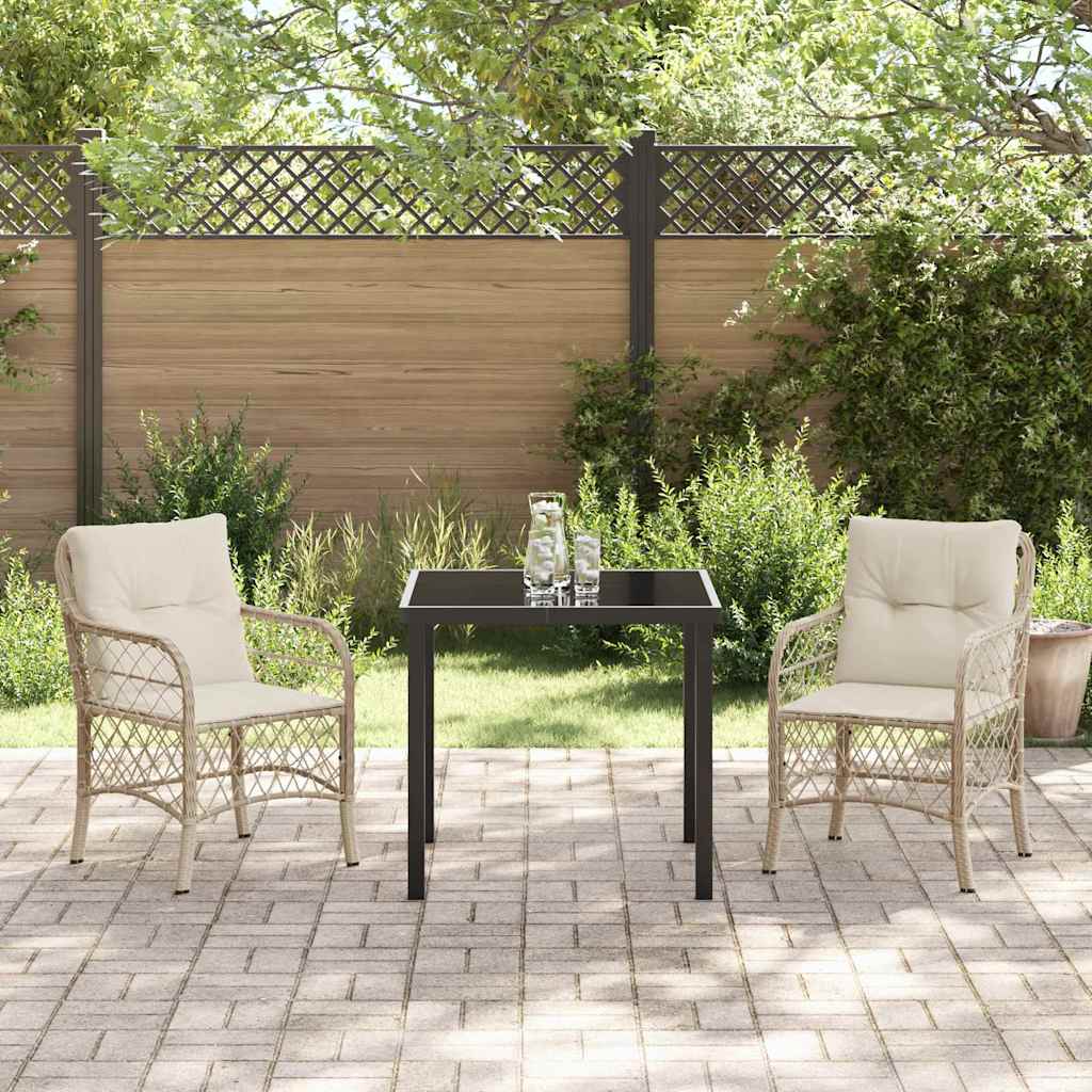 Conjunto de Comedor de Jardín 3 pcs Beige ratán sintético