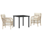 Conjunto de Comedor de Jardín 3 pcs Beige ratán sintético