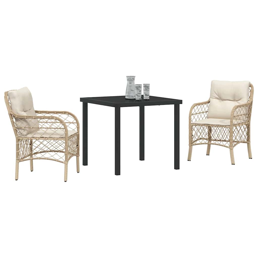 Conjunto de Comedor de Jardín 3 pcs Beige ratán sintético