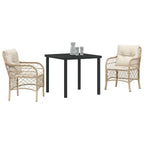 Conjunto de Comedor de Jardín 3 pcs Beige ratán sintético