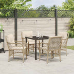 Conjunto de Comedor de Jardín 5 pcs Beige ratán sintético