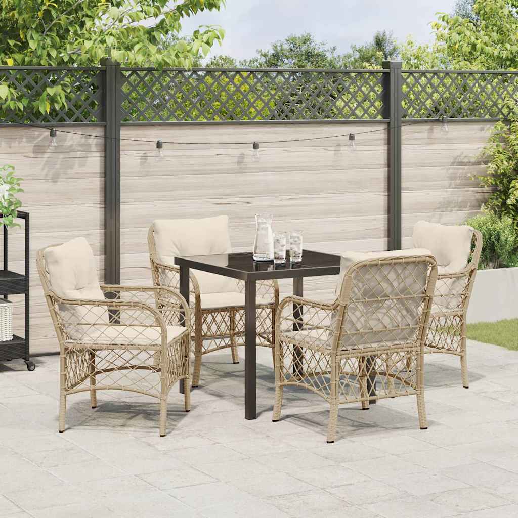 Conjunto de Comedor de Jardín 5 pcs Beige ratán sintético