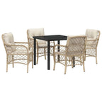 Conjunto de Comedor de Jardín 5 pcs Beige ratán sintético