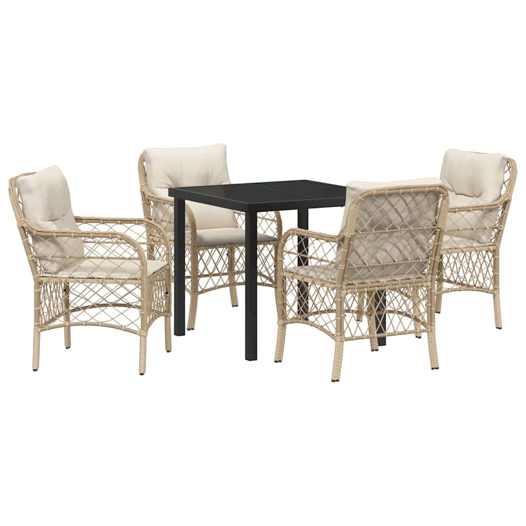 Conjunto de Comedor de Jardín 5 pcs Beige ratán sintético