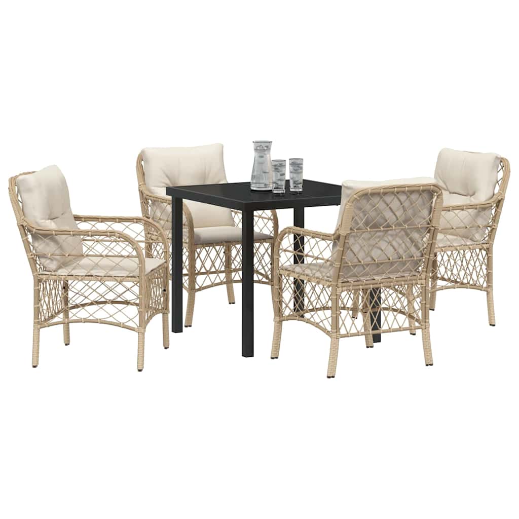 Conjunto de Comedor de Jardín 5 pcs Beige ratán sintético