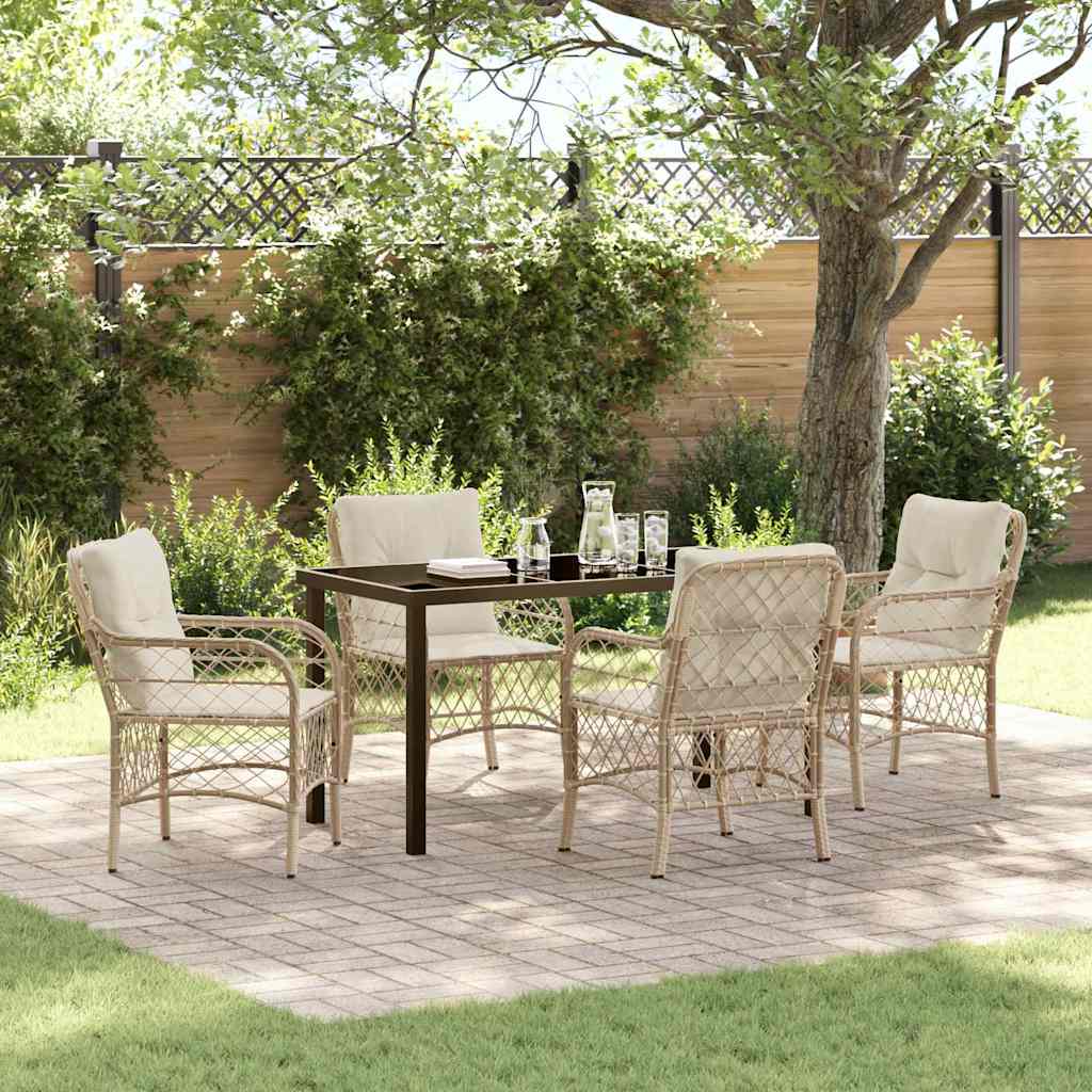 Conjunto de Comedor de Jardín 5 pcs Beige ratán sintético