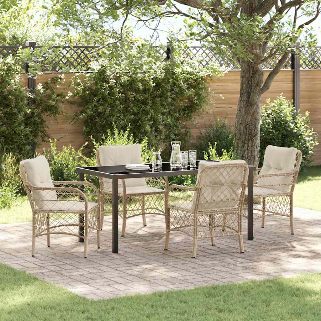 Conjunto de Comedor de Jardín 5 pcs Beige ratán sintético