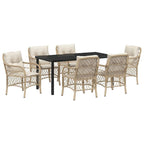 Conjunto de Comedor de Jardín 7 pcs Beige ratán sintético