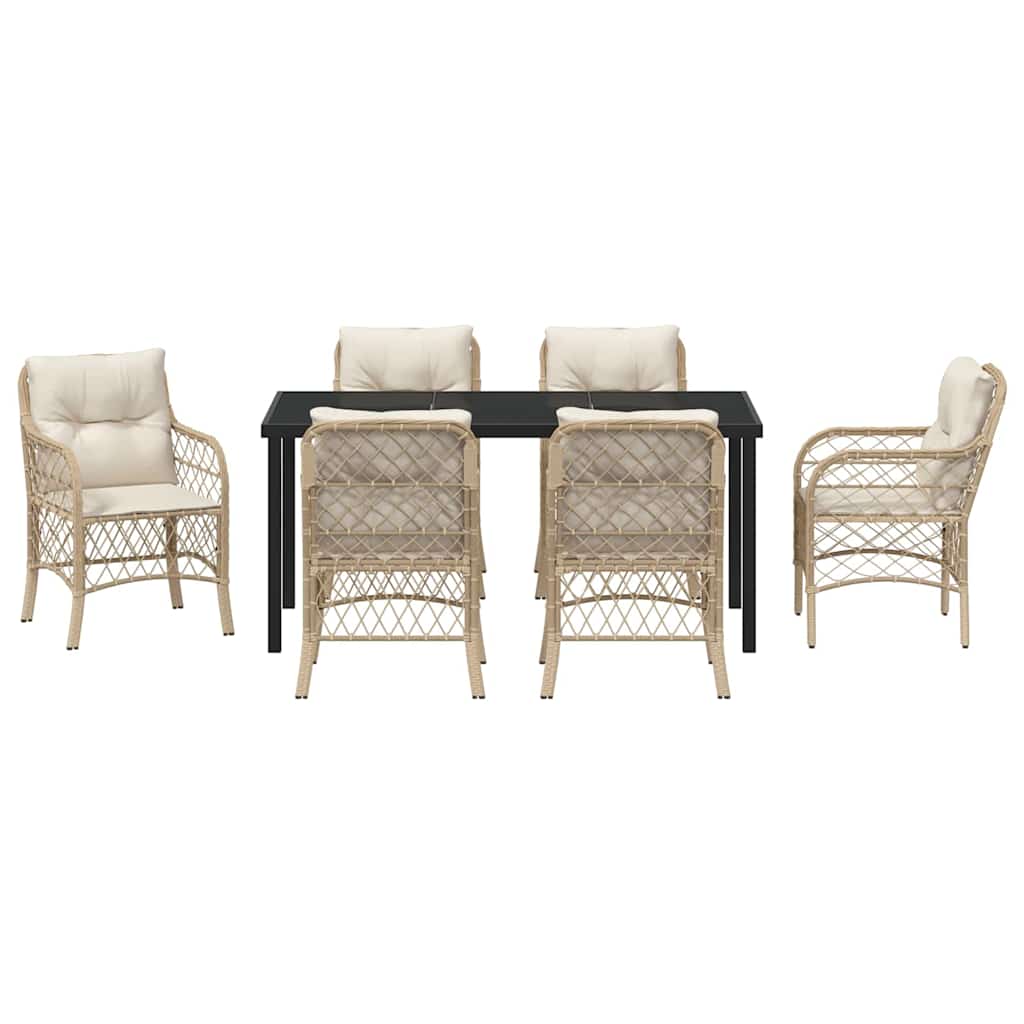 Conjunto de Comedor de Jardín 7 pcs Beige ratán sintético