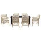 Conjunto de Comedor de Jardín 7 pcs Beige ratán sintético