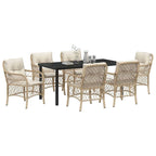 Conjunto de Comedor de Jardín 7 pcs Beige ratán sintético
