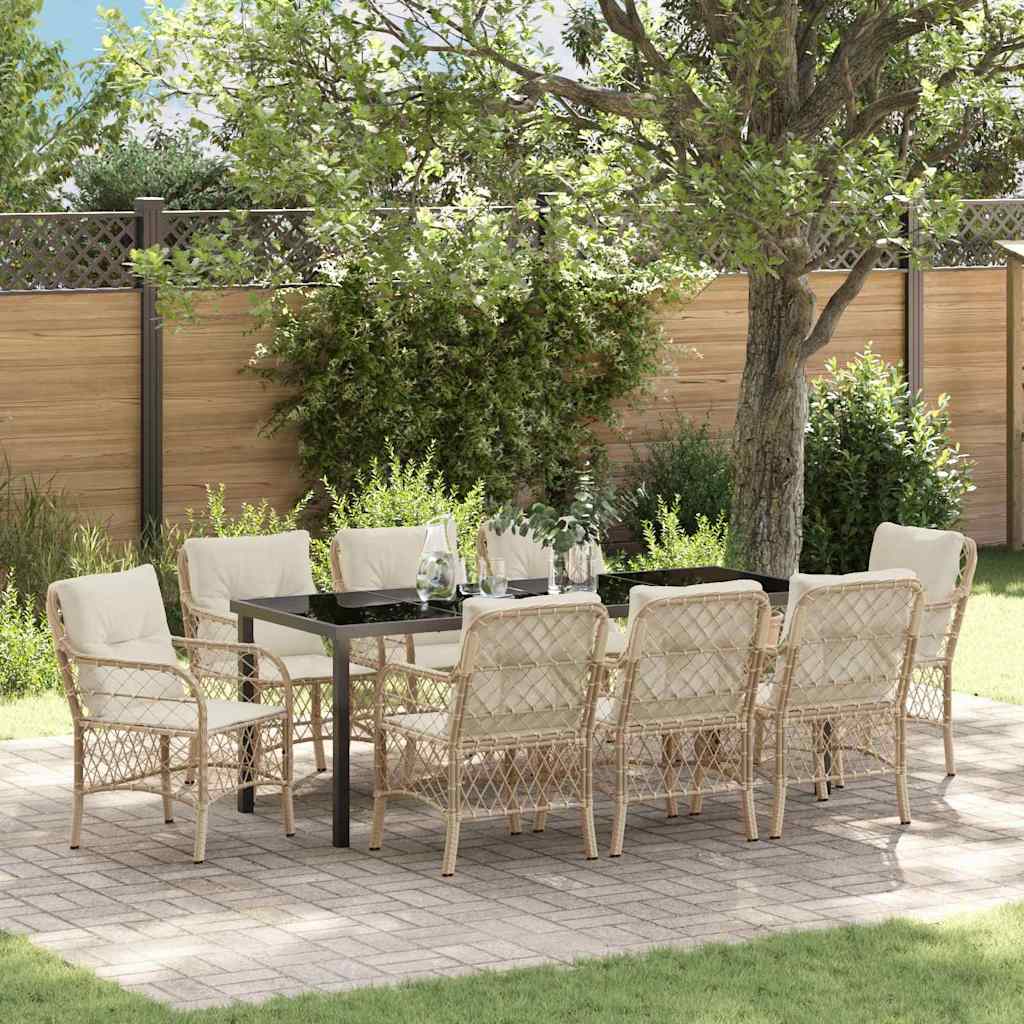 Conjunto de Comedor de Jardín 9 pcs Beige ratán sintético