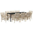 Conjunto de Comedor de Jardín 9 pcs Beige ratán sintético