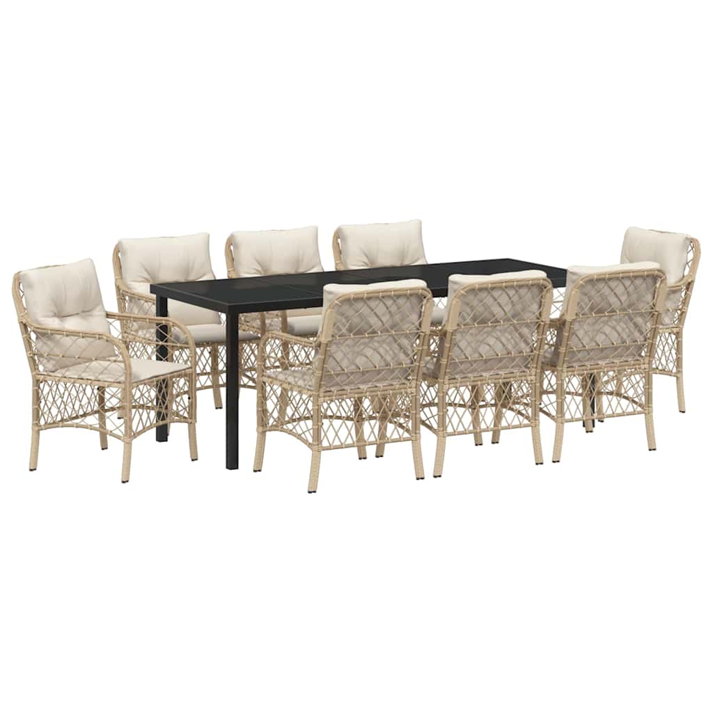 Conjunto de Comedor de Jardín 9 pcs Beige ratán sintético