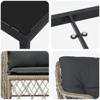 Conjunto de Comedor de Jardín 3 pcs Gris Claro ratán sintético