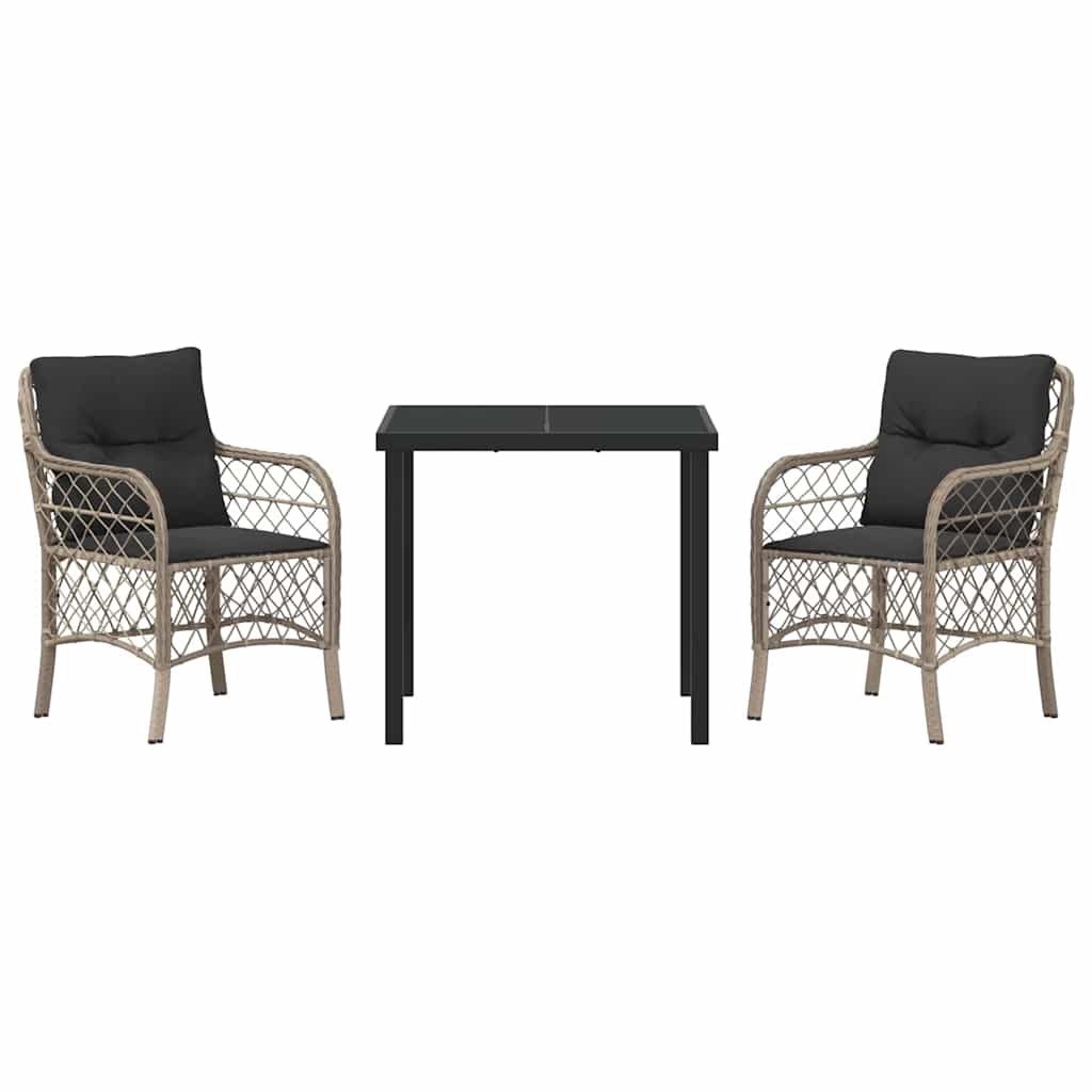 Conjunto de Comedor de Jardín 3 pcs Gris Claro ratán sintético