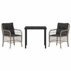 Conjunto de Comedor de Jardín 3 pcs Gris Claro ratán sintético