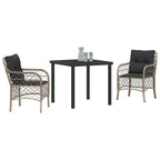 Conjunto de Comedor de Jardín 3 pcs Gris Claro ratán sintético