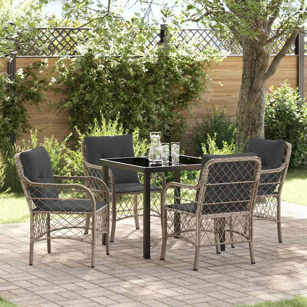Conjunto de Comedor de Jardín 5 pcs Gris Claro ratán sintético