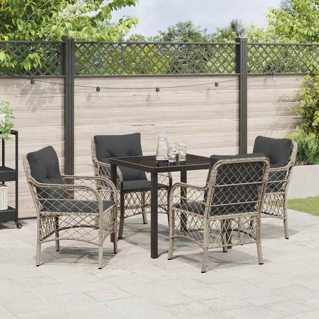 Conjunto de Comedor de Jardín 5 pcs Gris Claro ratán sintético