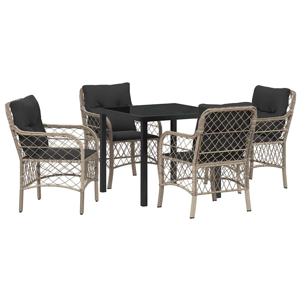 Conjunto de Comedor de Jardín 5 pcs Gris Claro ratán sintético