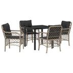 Conjunto de Comedor de Jardín 5 pcs Gris Claro ratán sintético