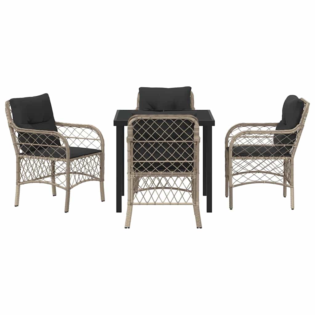 Conjunto de Comedor de Jardín 5 pcs Gris Claro ratán sintético