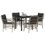 Conjunto de Comedor de Jardín 5 pcs Gris Claro ratán sintético
