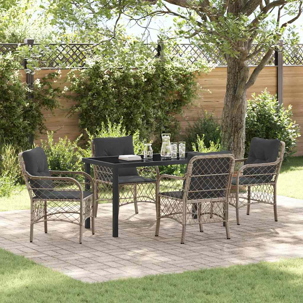 Conjunto de Comedor de Jardín 5 pcs Gris Claro ratán sintético