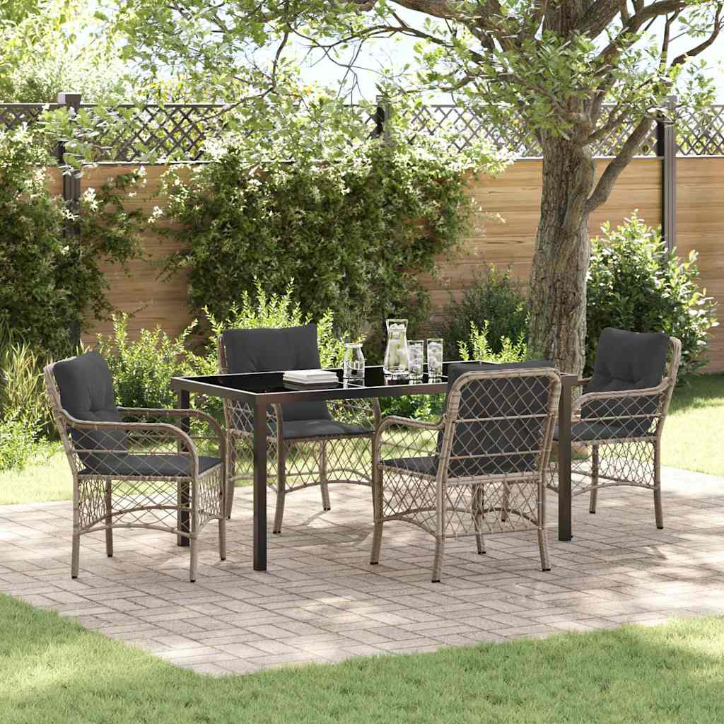 Conjunto de Comedor de Jardín 5 pcs Gris Claro ratán sintético