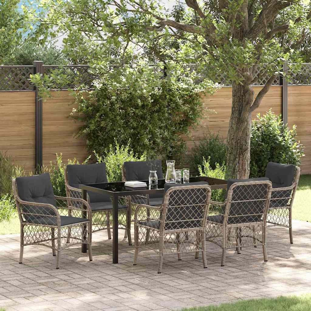 Conjunto de Comedor de Jardín 7 pcs Gris Claro ratán sintético