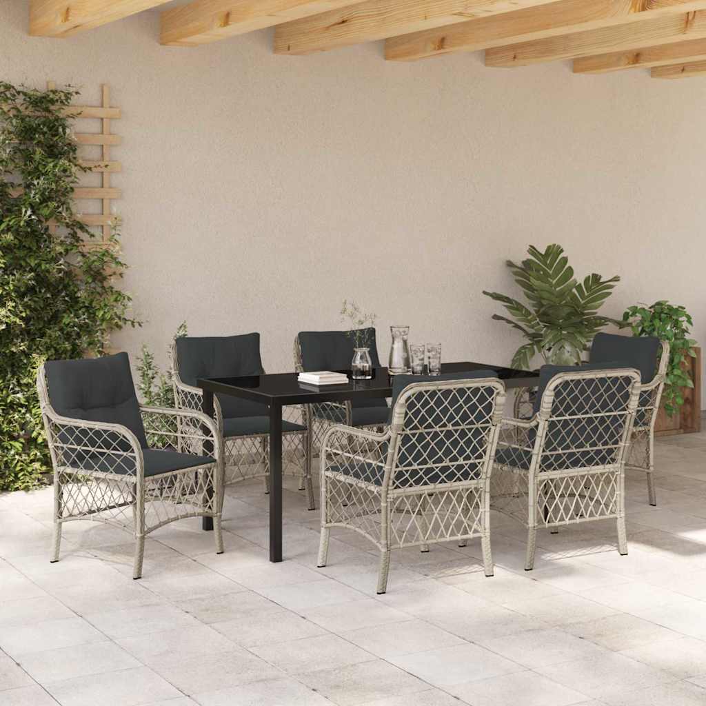 Conjunto de Comedor de Jardín 7 pcs Gris Claro ratán sintético